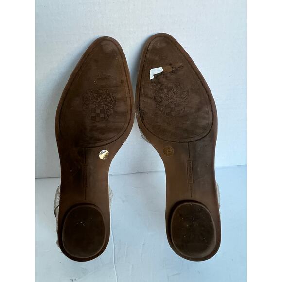 Vince Camuto Reta Woven Silver Leather Croc Embossed D'Orsay Flat Shoes Sz 9M - Picture 8 of 10